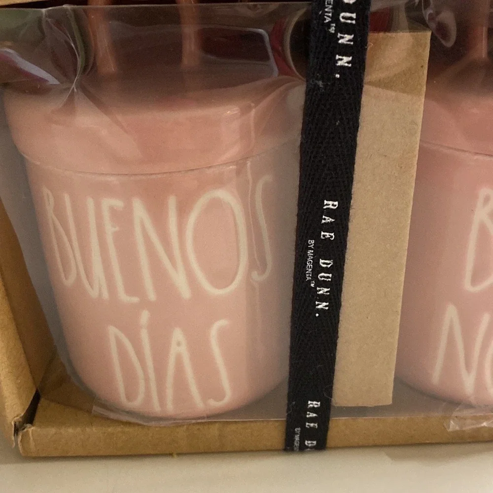Rae Dunn Good Morning Good Night Canister‎ Set Pink Ceramic New in Box